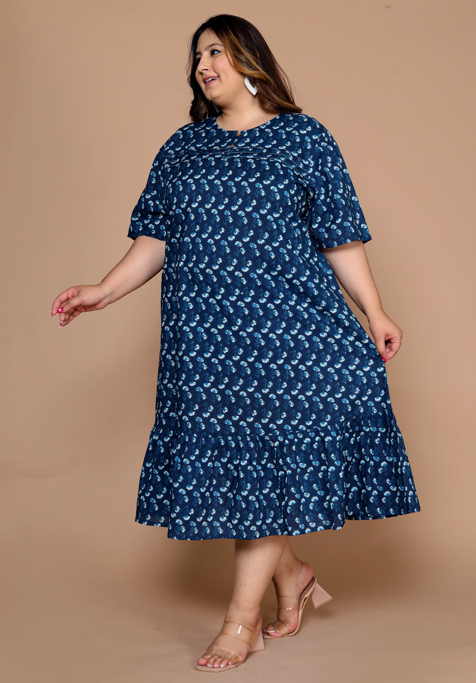 Plus Size Navy Midi Dress