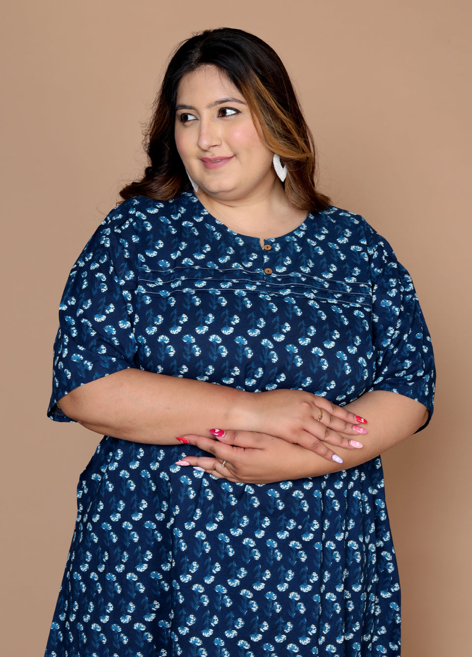 Plus Size Navy Midi Dress