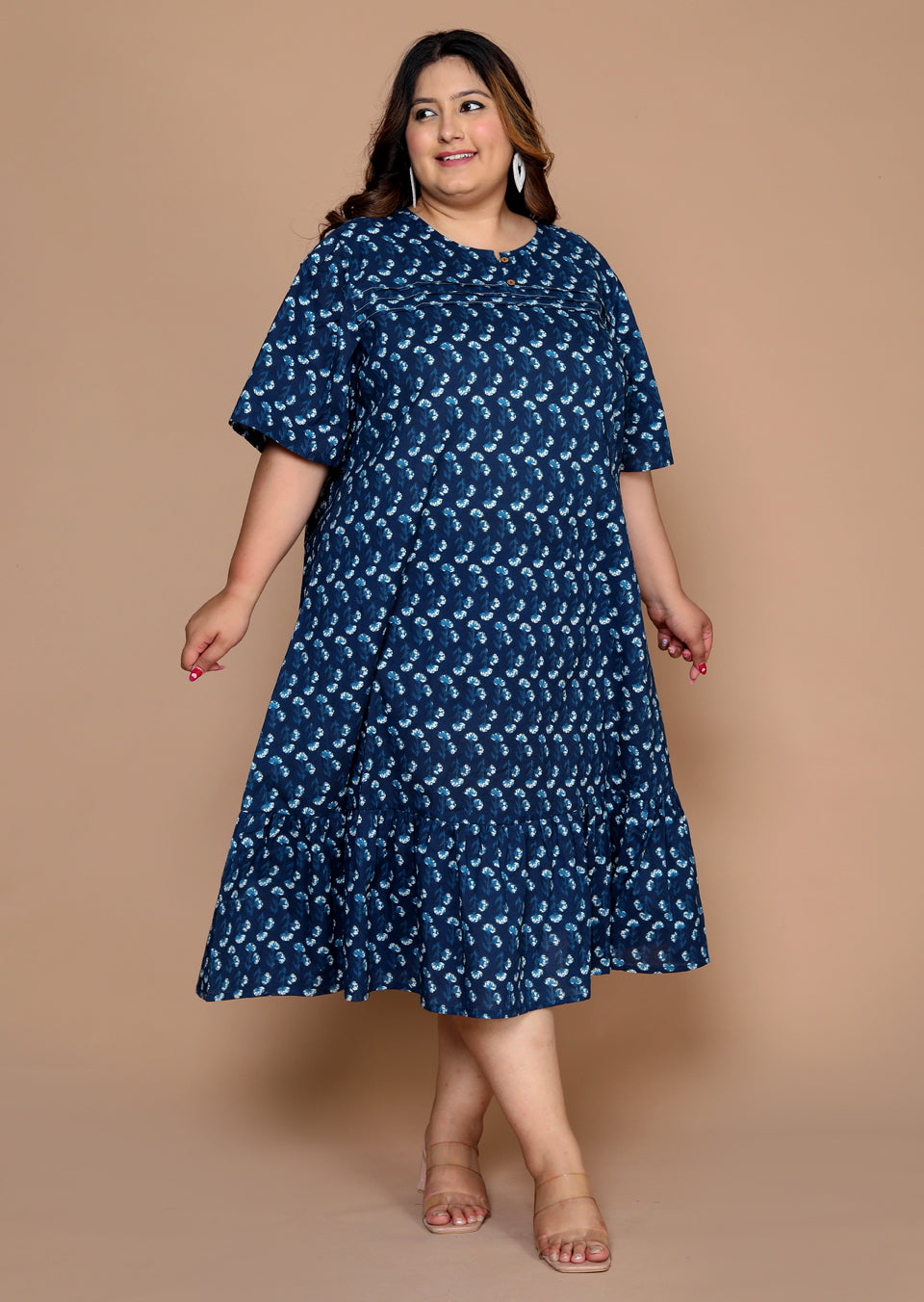 Plus Size Navy Midi Dress