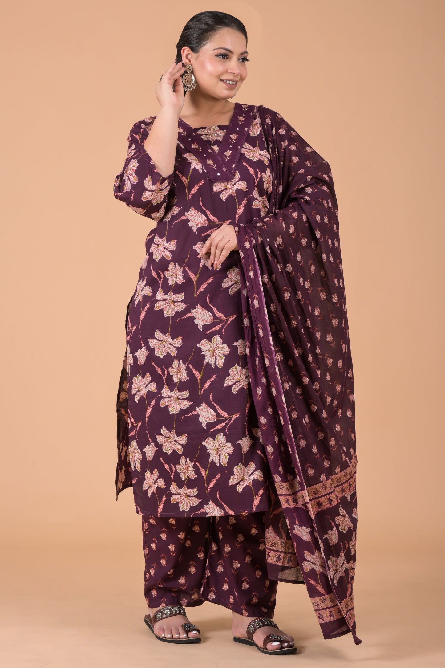 Wine 3pc set kurti