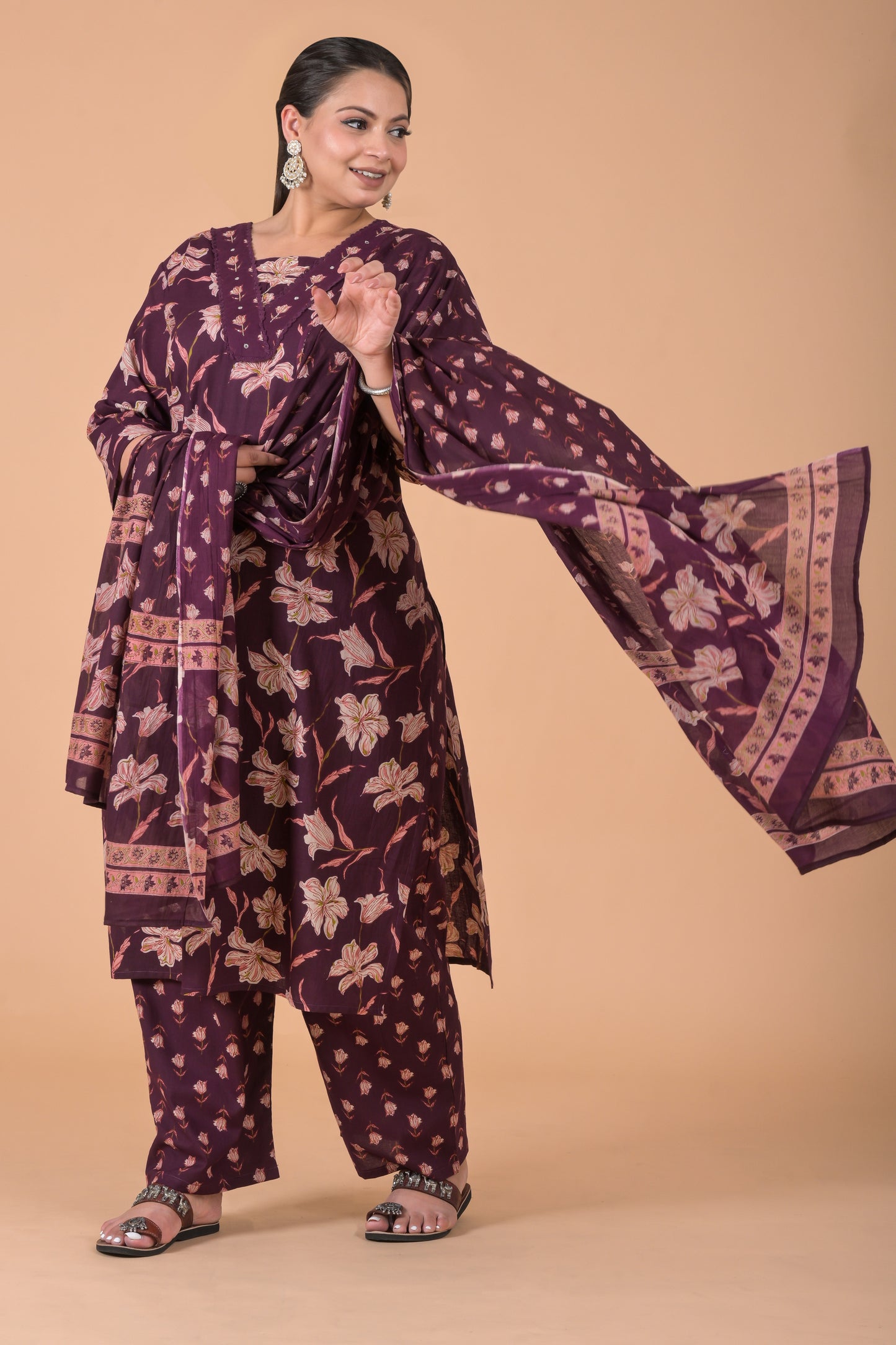 Wine 3pc set kurti