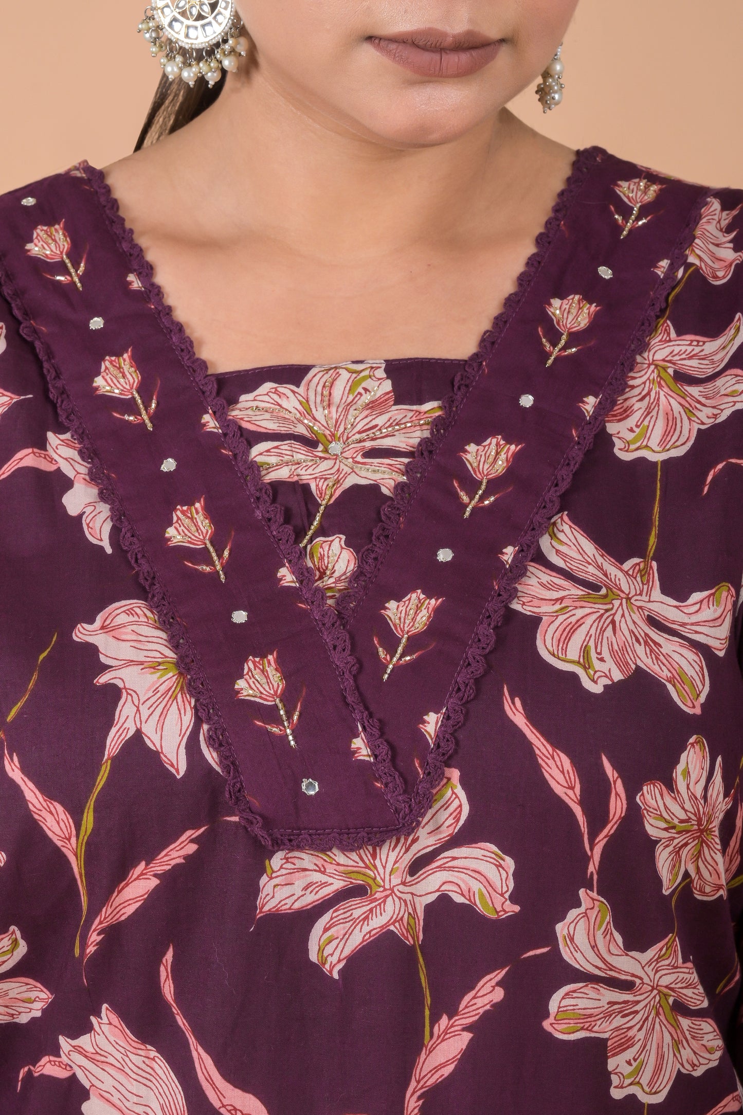 Wine 3pc set kurti