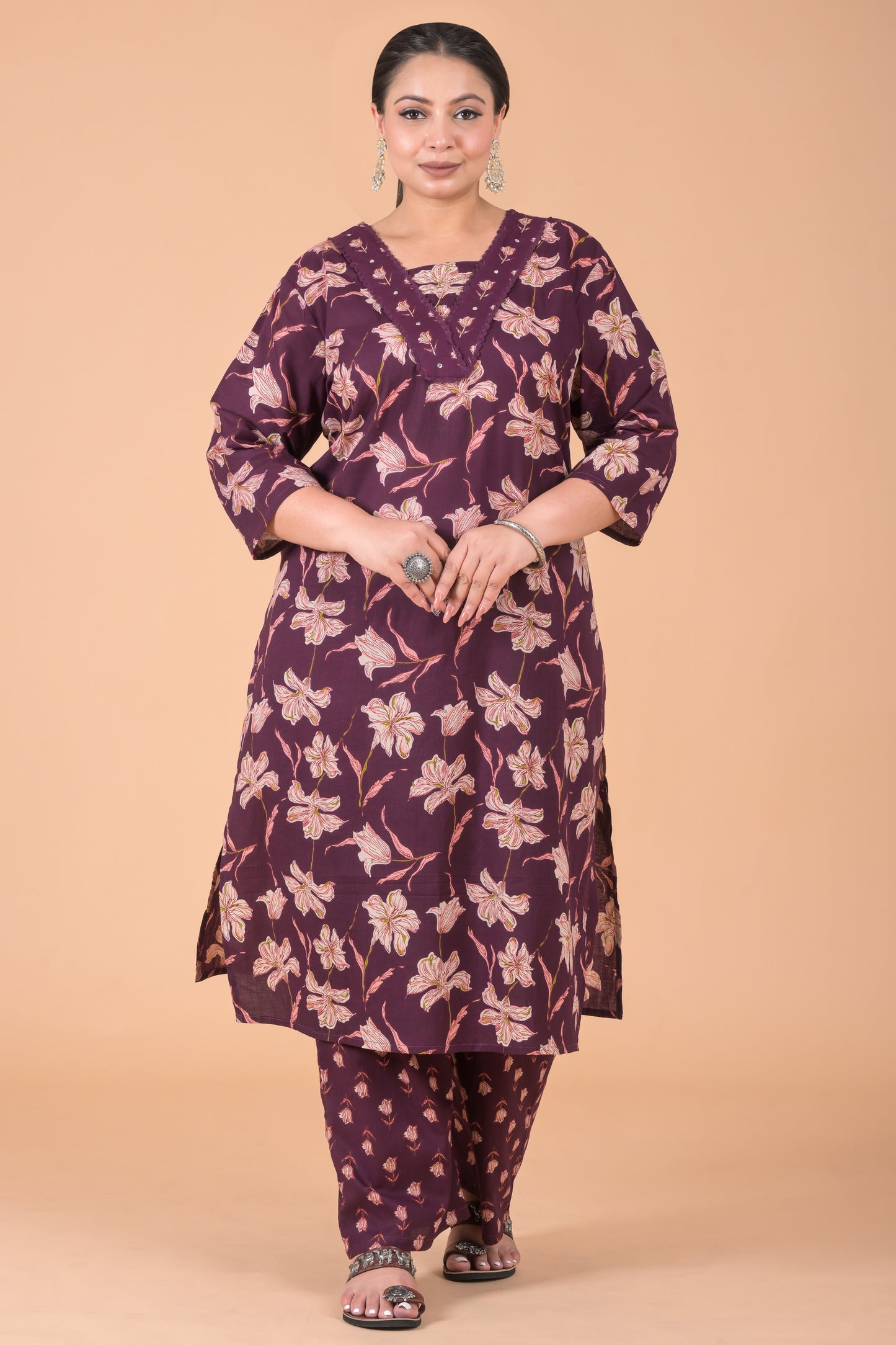 Wine 3pc set kurti