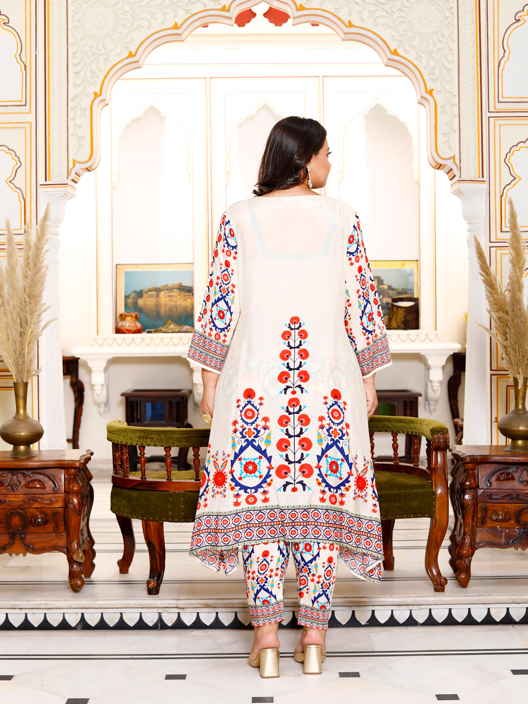 Plus Size Women's Printed Co-ord Set ( Multi-color )