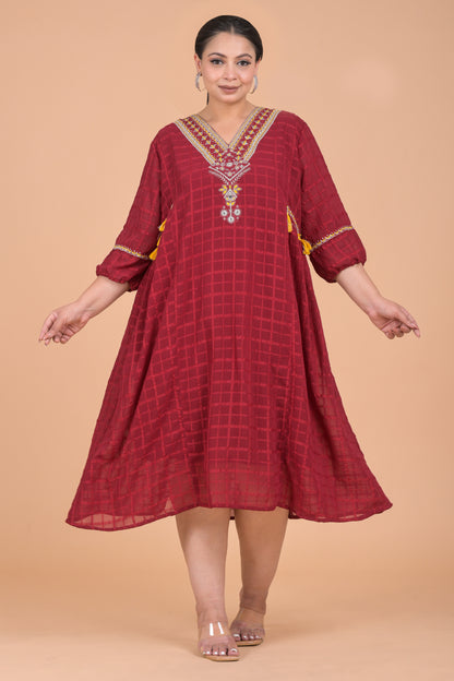 Maroon Midi Dress