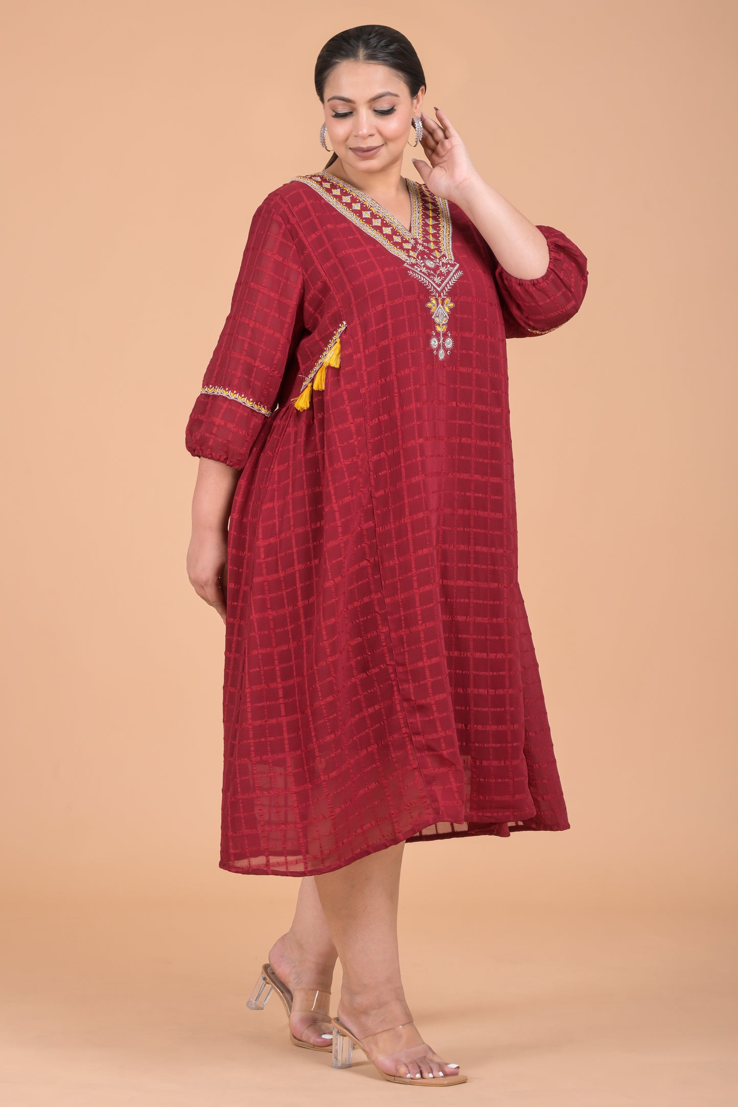 Maroon Midi Dress