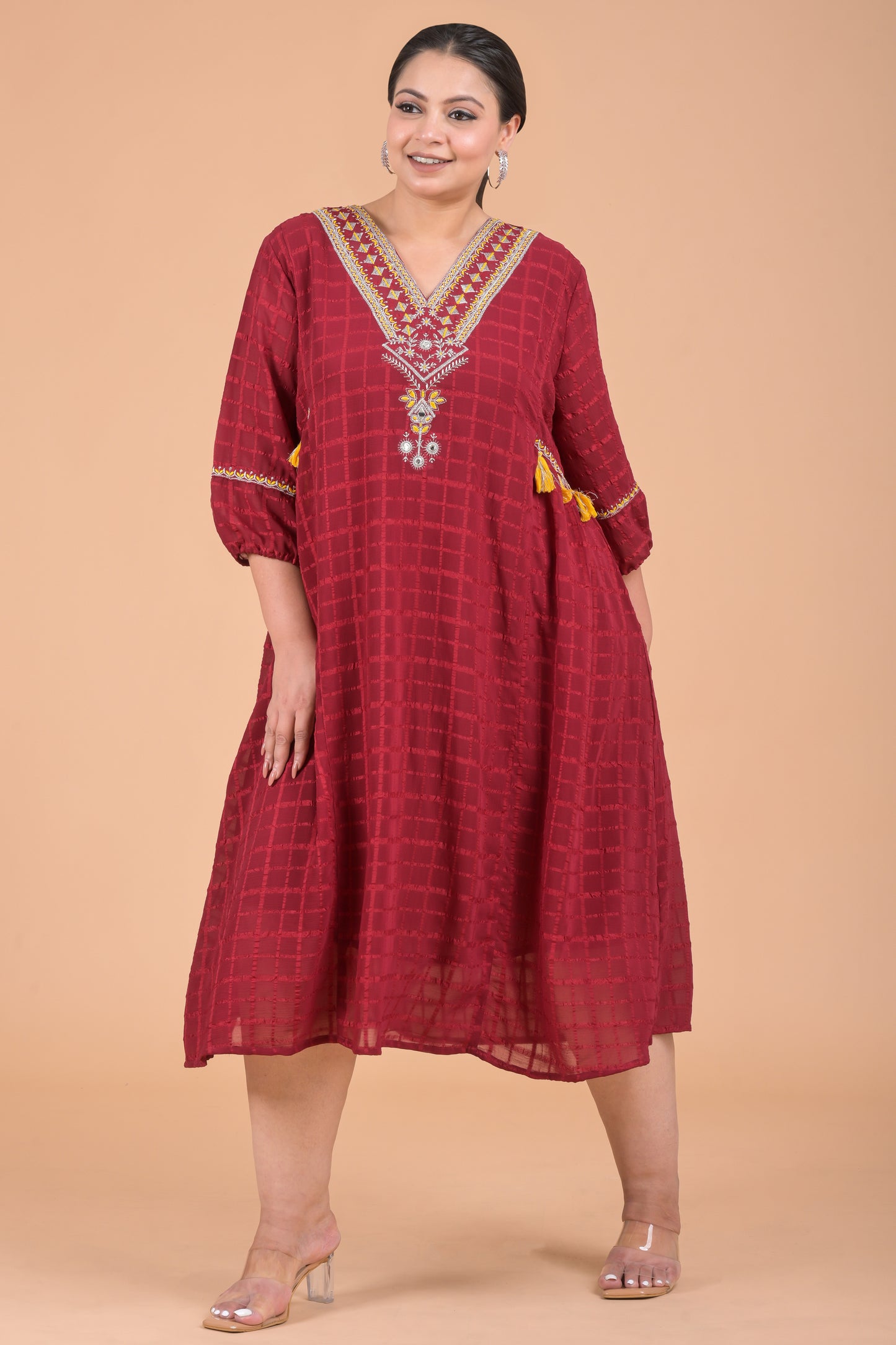 Maroon Midi Dress