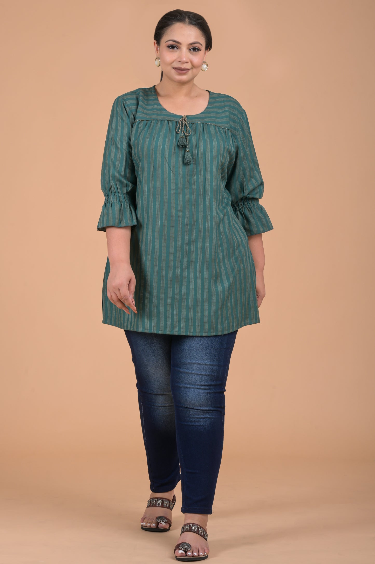 Plus Size Women Green Top Kurta