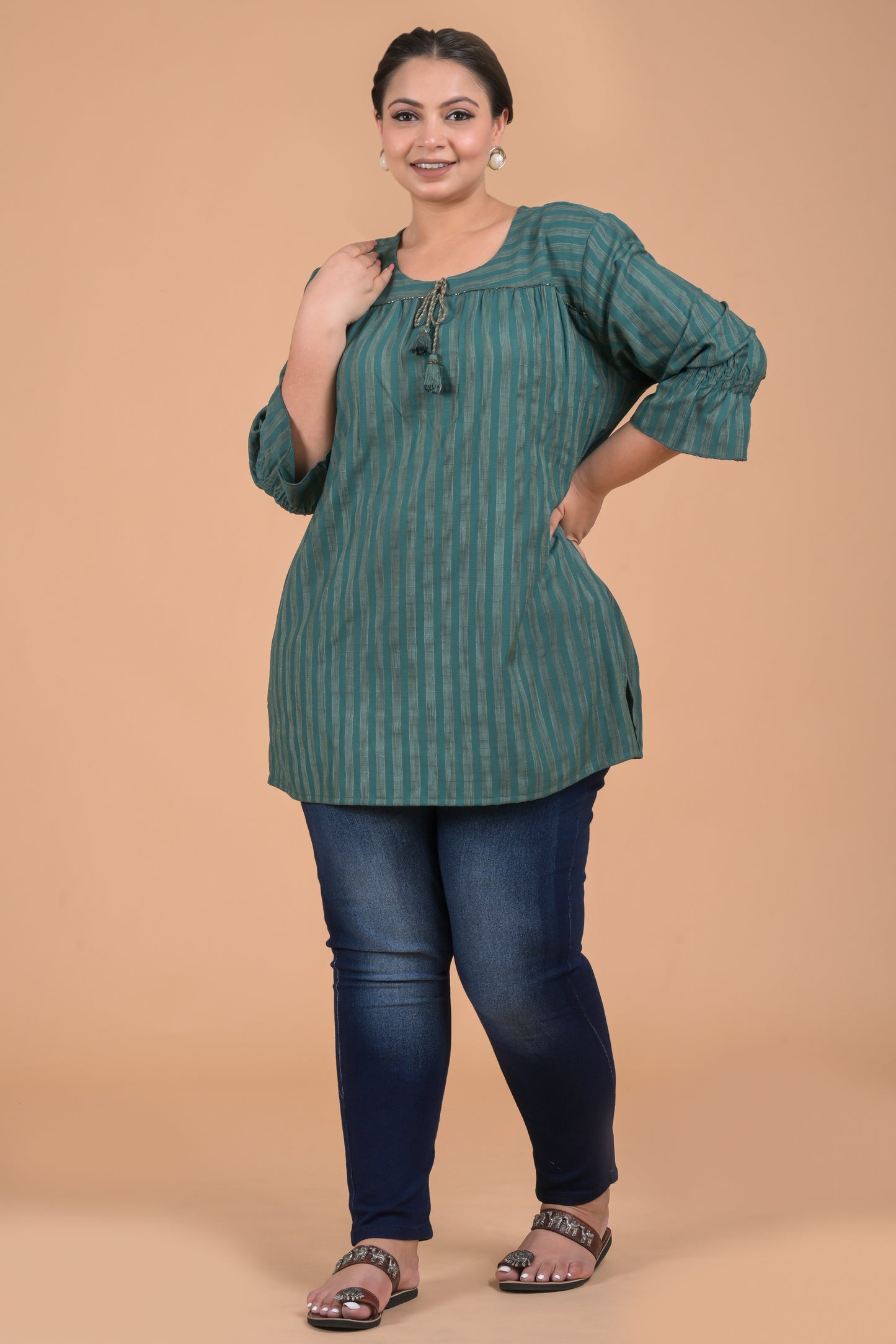 Plus Size Women Green Top Kurta