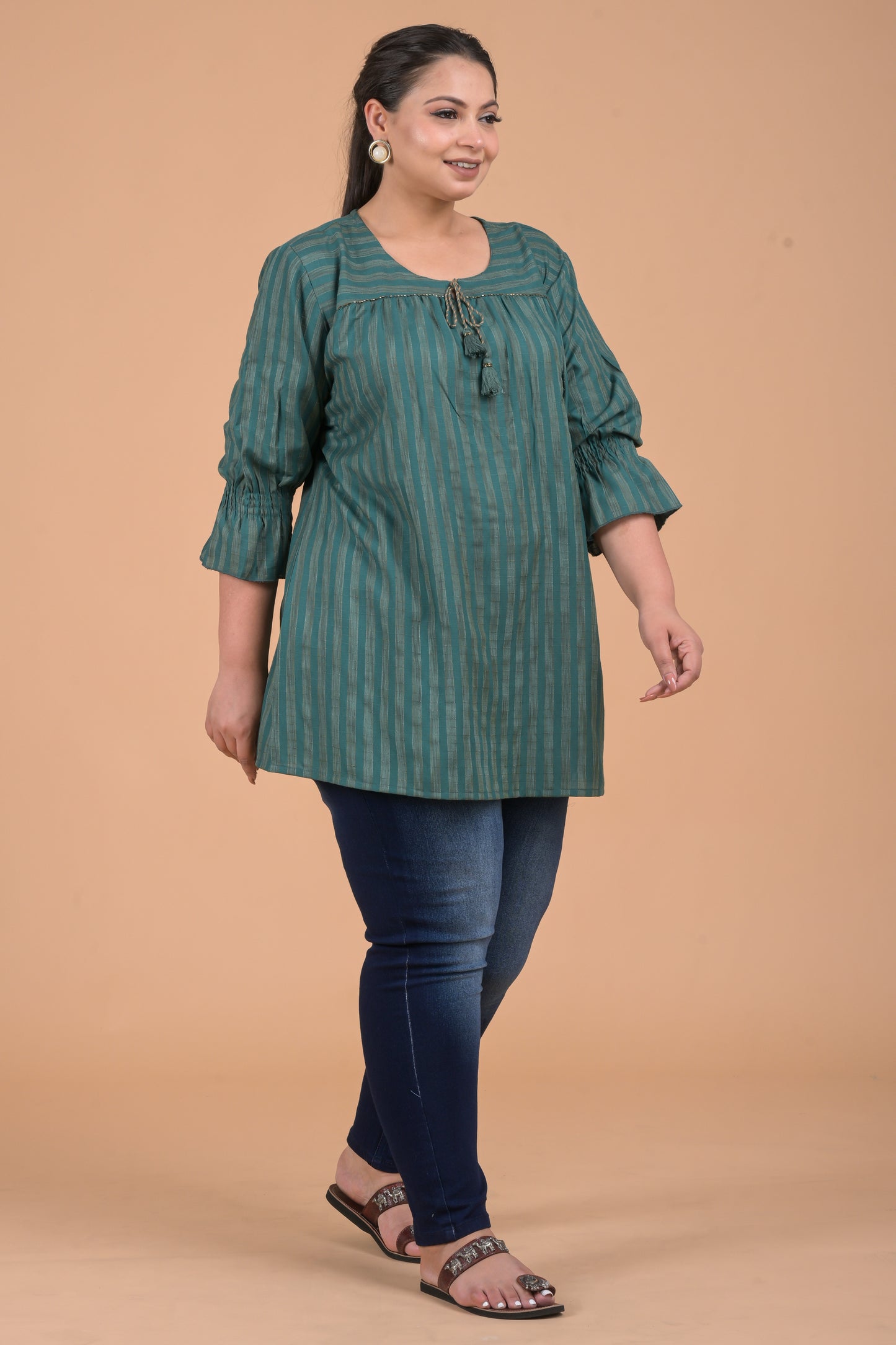 Plus Size Women Green Top Kurta