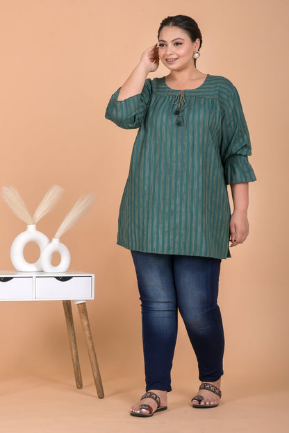 Plus Size Women Green Top Kurta
