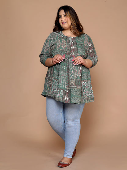 Plus Size Women Top ( Green )