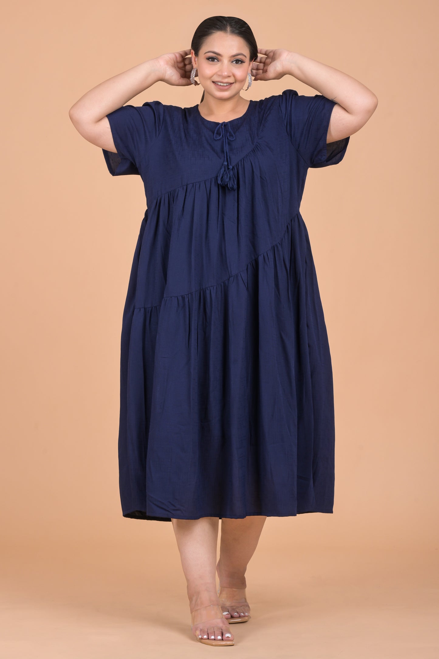 Plus Size Navy Midi Dress