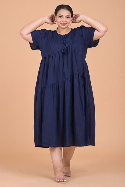 Plus Size Navy Midi Dress