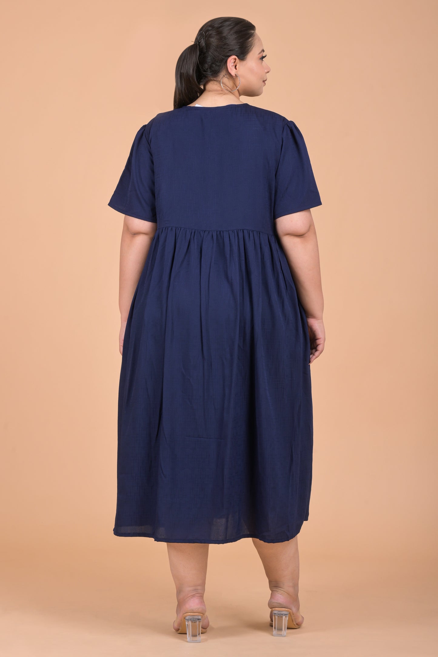 Plus Size Navy Midi Dress