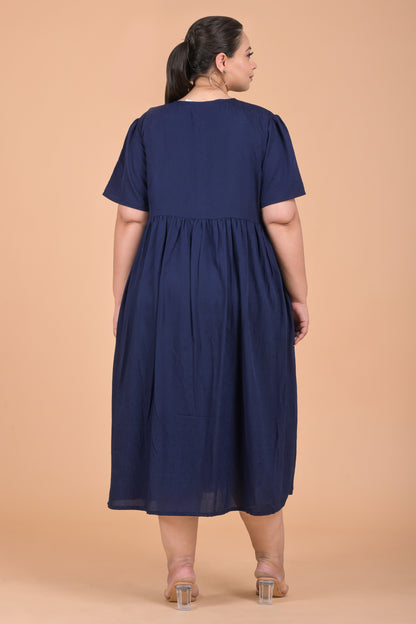 Plus Size Navy Midi Dress
