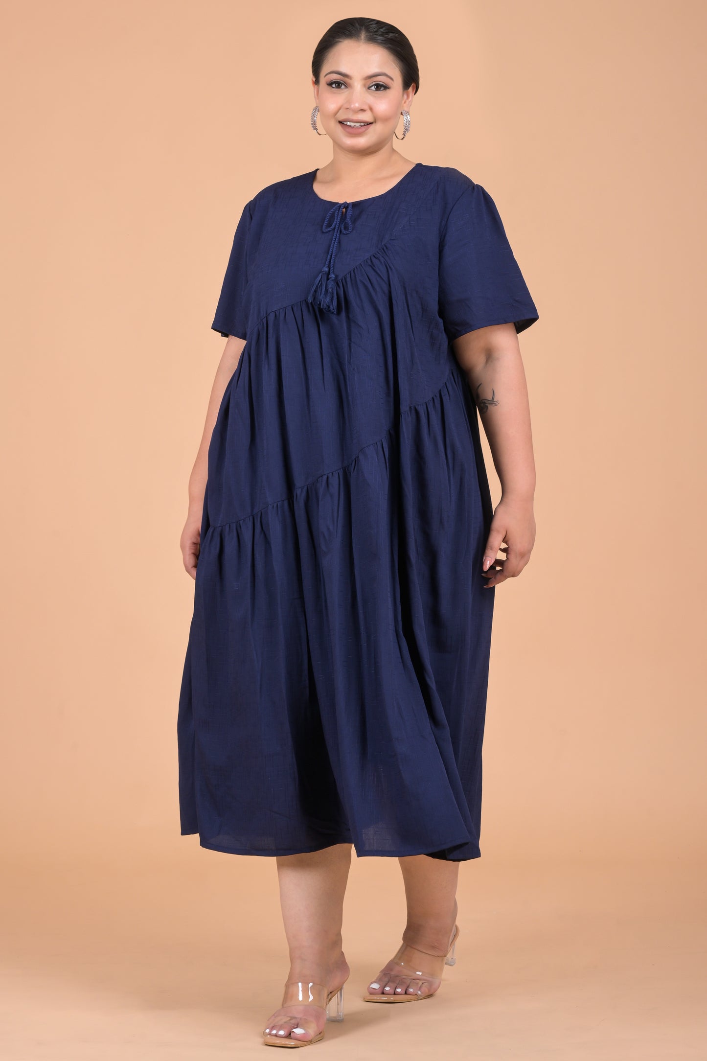 Plus Size Navy Midi Dress