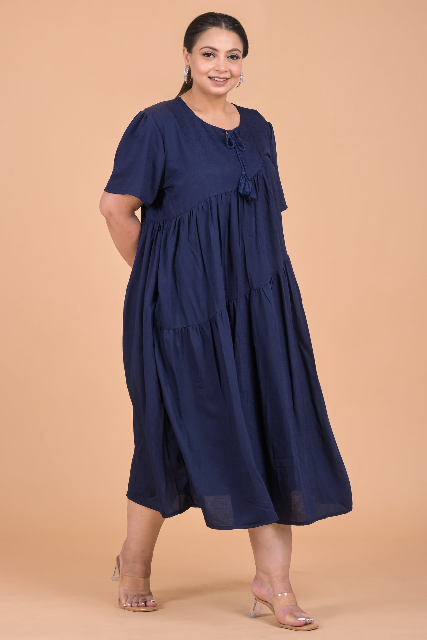 Plus Size Navy Midi Dress