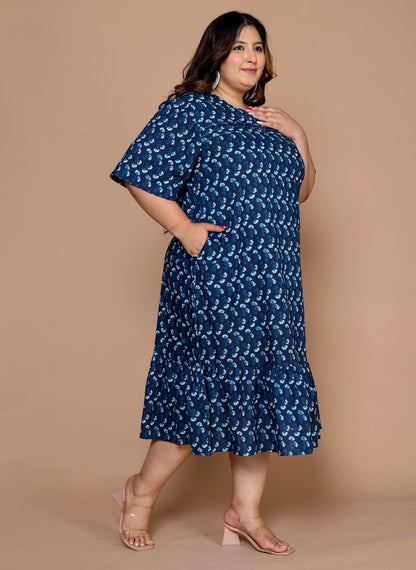 Plus Size Navy Midi Dress