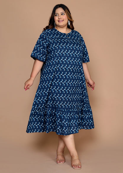 Plus Size Navy Midi Dress