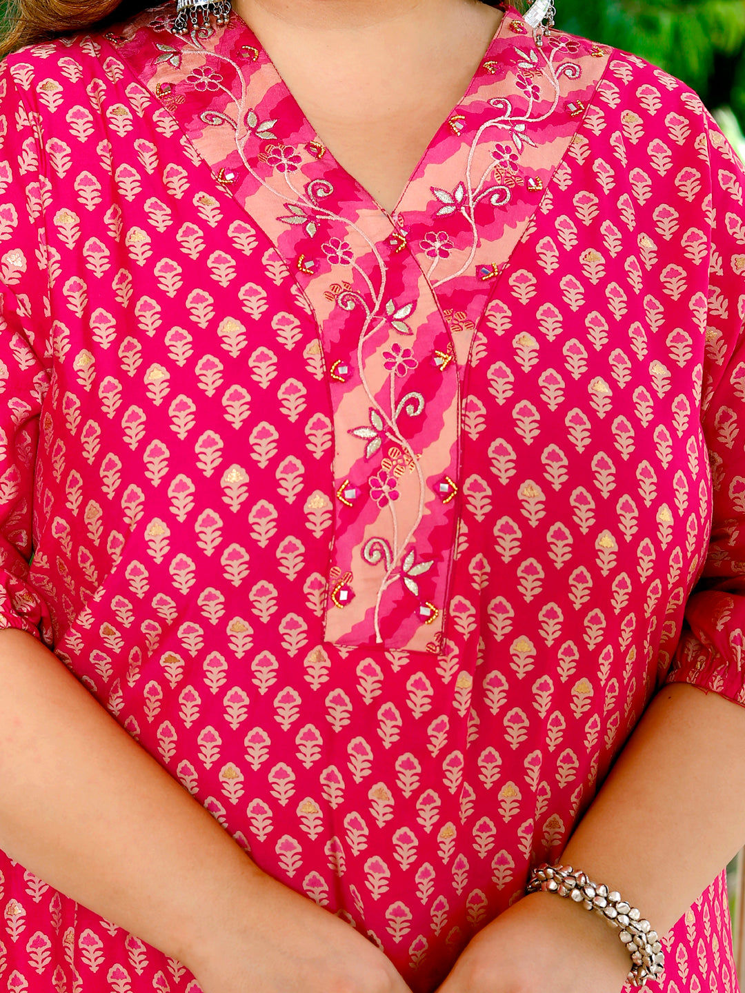 Women Kurta Pant Dupatta Set ( Pink )