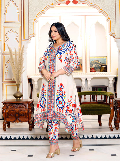 Plus Size Women's Printed Co-ord Set ( Multi-color )
